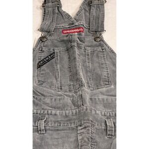 Union Bay Vintage Grey Corduroy Overalls Wide Leg Bib Adjustable Strap Y2K